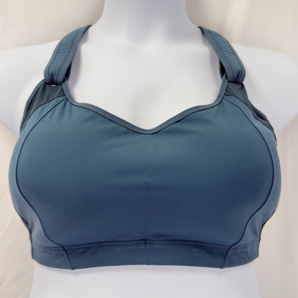 SYROKAN Sports Bra 44DD Teal Blue High Impact Wireless Padded Racerback A251